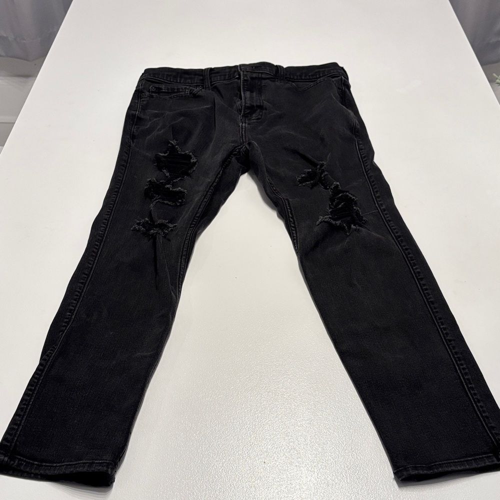 Hollister Black Ripped Slim Jeans for Men